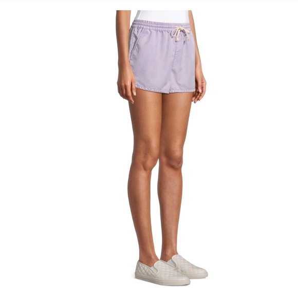 No Boundaries NWT Juniors Tie Front Pull-On Chambray Shorts Purple 576 - Picture 3 of 6